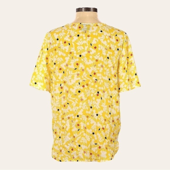 ๐บ W5 Yellow Floral Boho Tie Front Summer Button Down Blouse Size S - Picture 2 of 9
